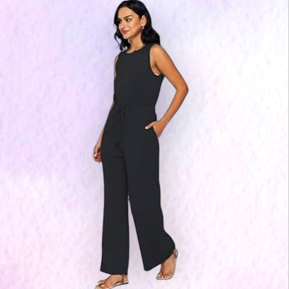Vintage Virgo Jumpsuit Women's Large 12 High Waisted Black - Picture 1 of 8